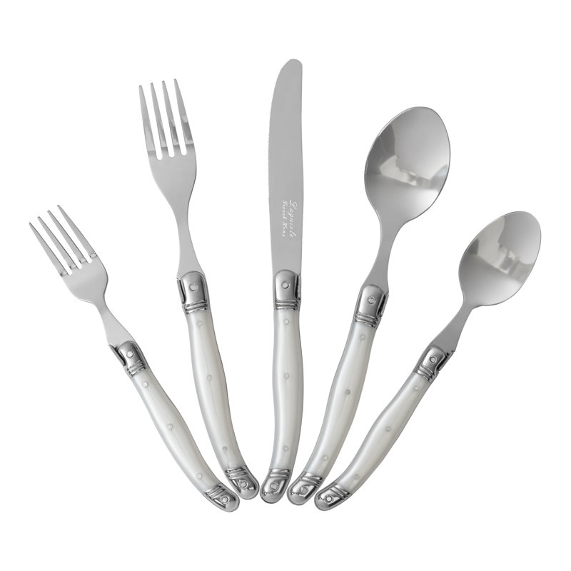 French Home Laguiole Stainless Steel Flatware Set, Service For 4 Pearl